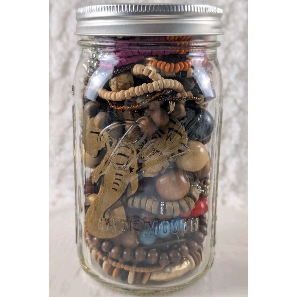 Wooden Jewelry Mystery Jar Wearable Bracelets Necklaces Earrings Boho Lot